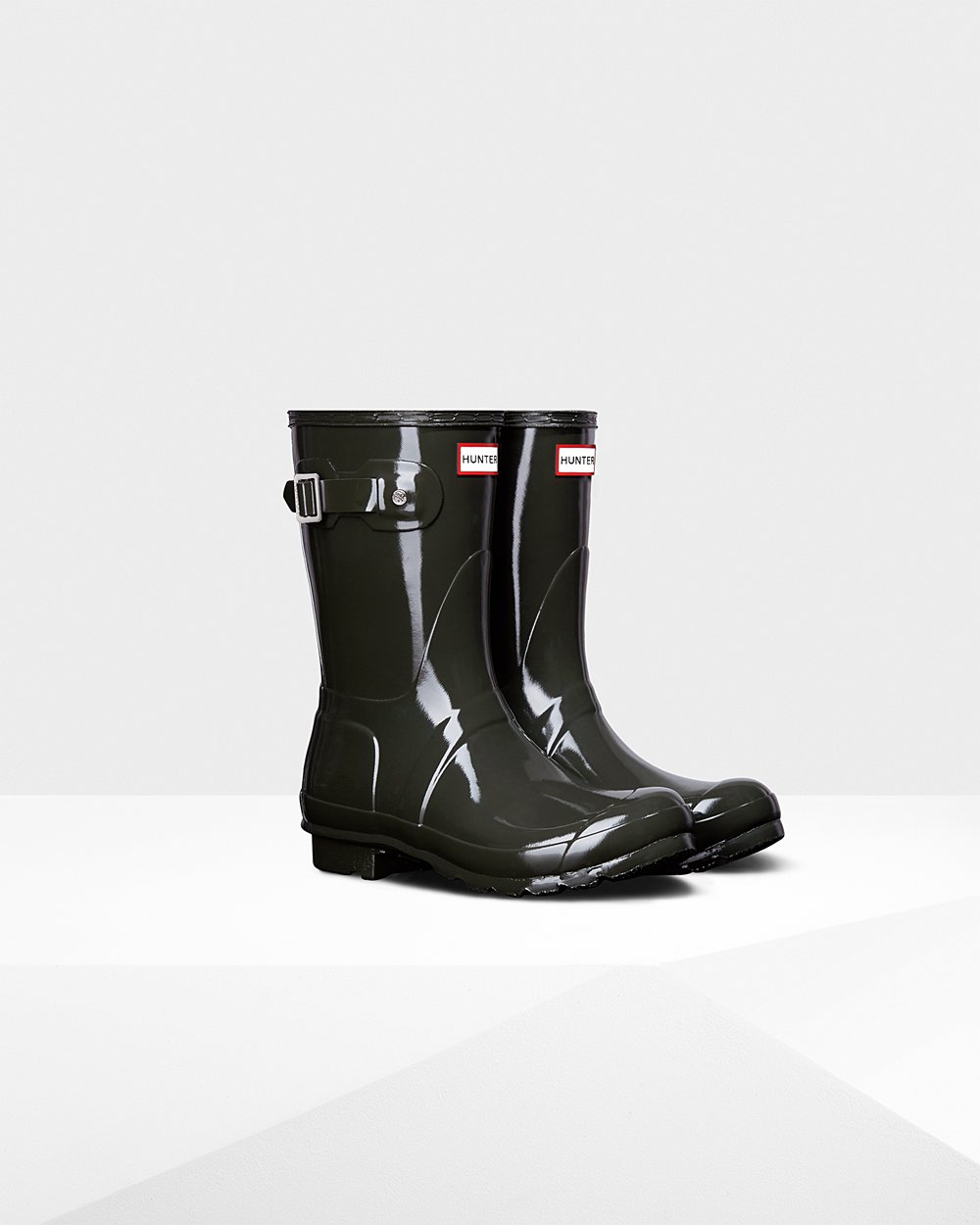 Womens Short Rain Boots - Hunter Original Gloss (87UGIXFJB) - Dark Olive